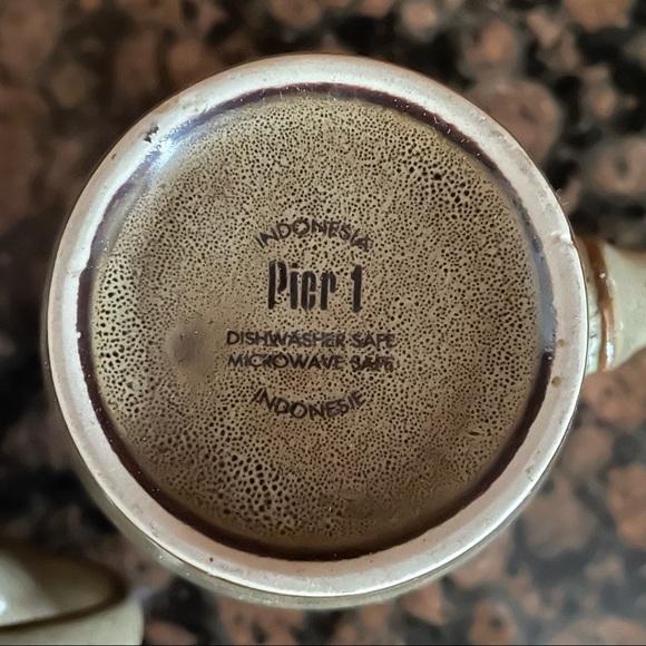 Pier 1 Coffee Mugs Speckled Floral Stoneware (2) - Picture 2 of 3